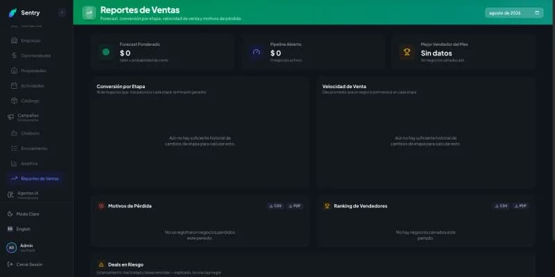 Sentry CRM · Omnichannel CRM & AI Assistant