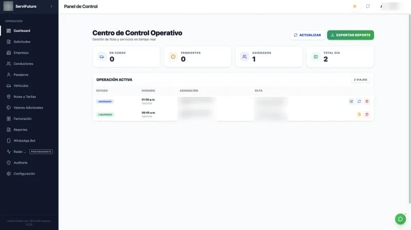 ServiFuturo · Control Operativo de Flota y Rutas