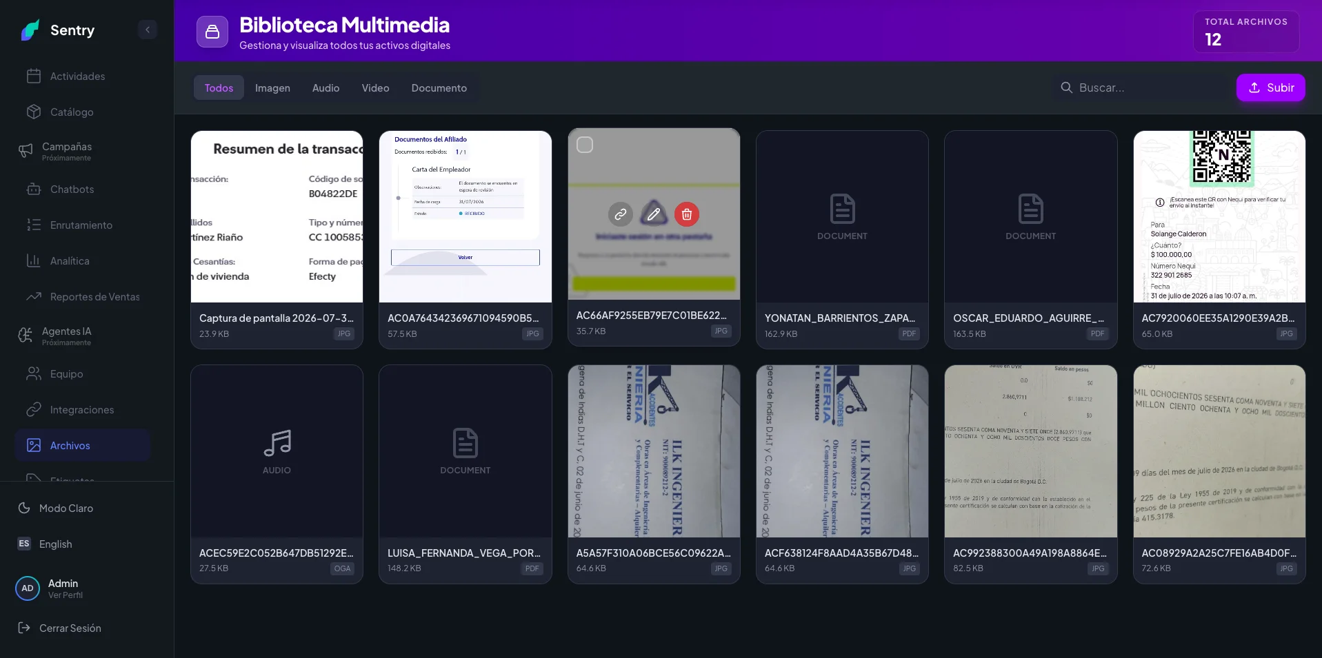 Sentry CRM · Plataforma Omnicanal SaaS Multitenant & Agentes IA — captura 16