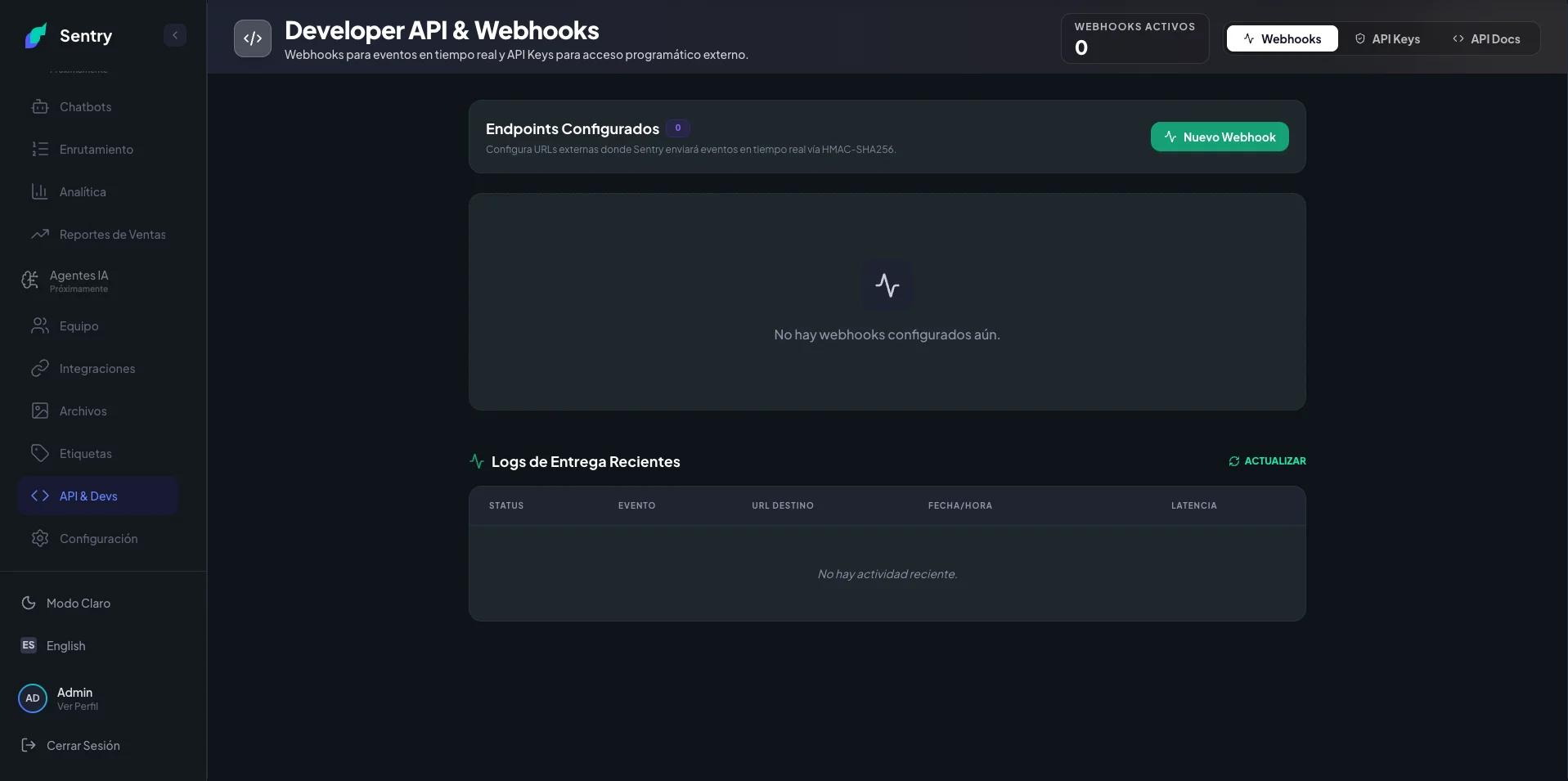 Sentry CRM · Plataforma Omnicanal SaaS Multitenant & Agentes IA — captura 18