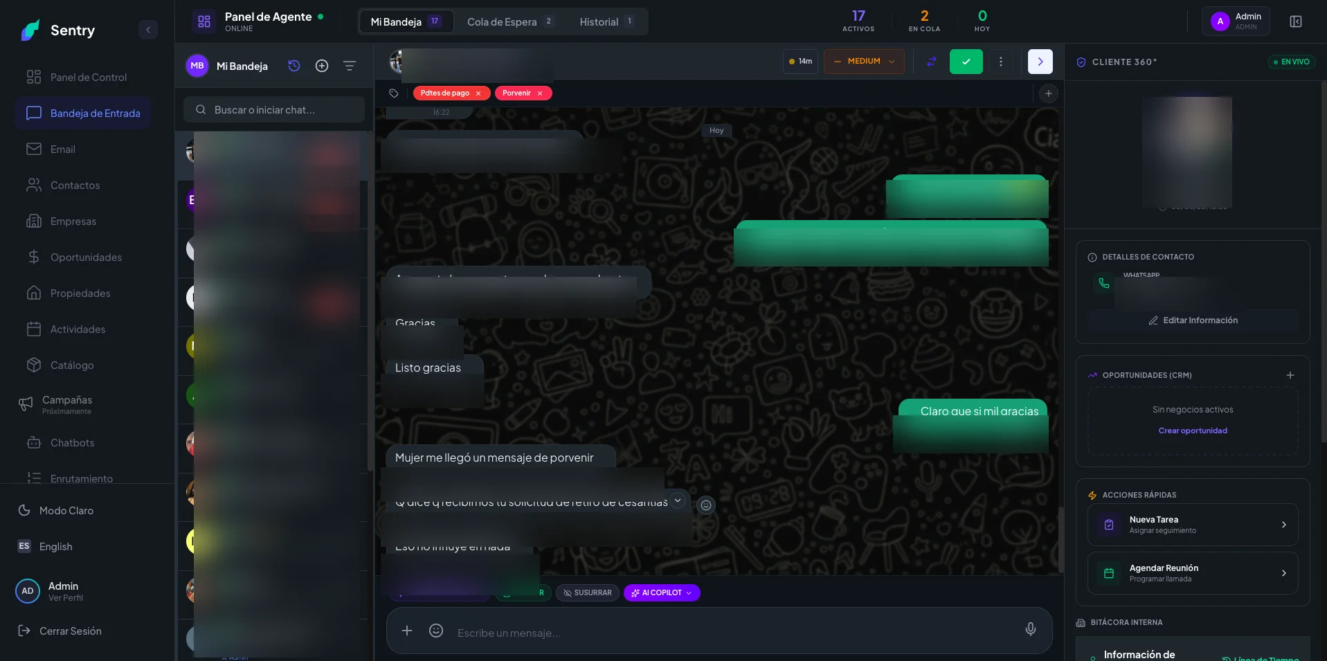 Sentry CRM · Plataforma Omnicanal SaaS Multitenant & Agentes IA — captura 2