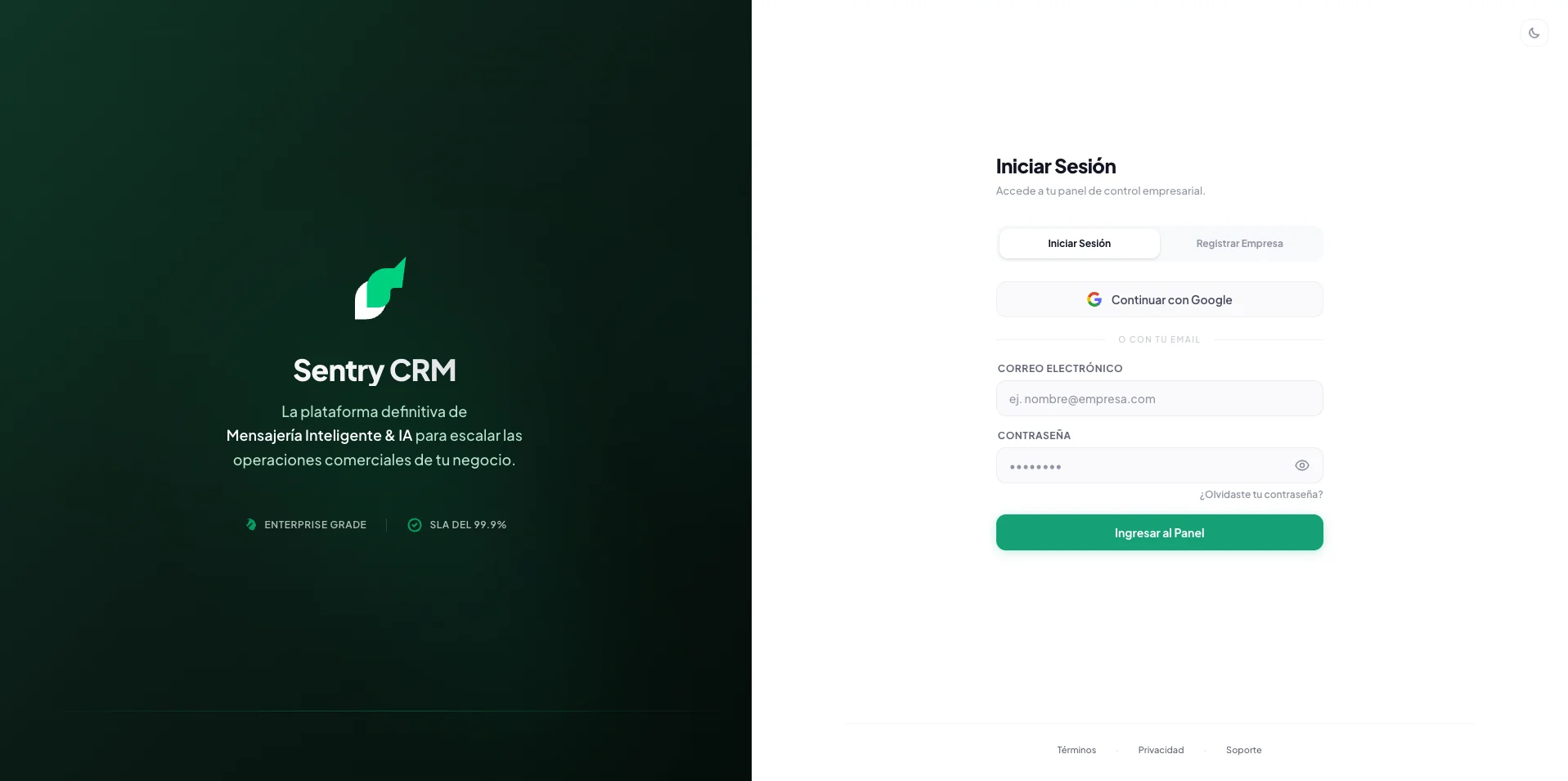 Sentry CRM · Plataforma Omnicanal SaaS Multitenant & Agentes IA — captura 3